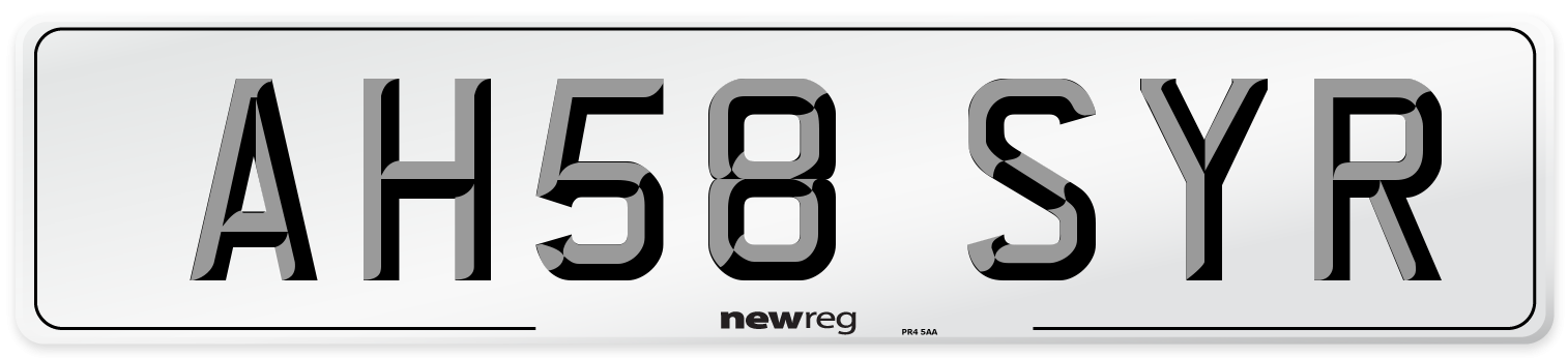 AH58 SYR Number Plate from New Reg